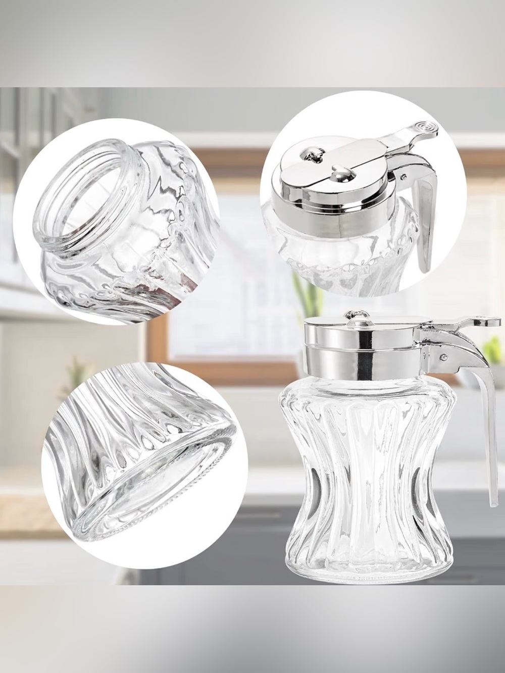 Mezchi Glass Syrup Dispenser, 6.5oz Maple Syrup Dispenser Holder